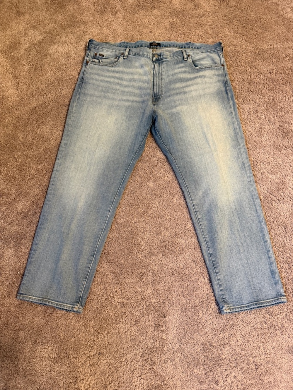Polo Ralph Lauren The Warick slim straight Light Wash Straight Jeans leather tab